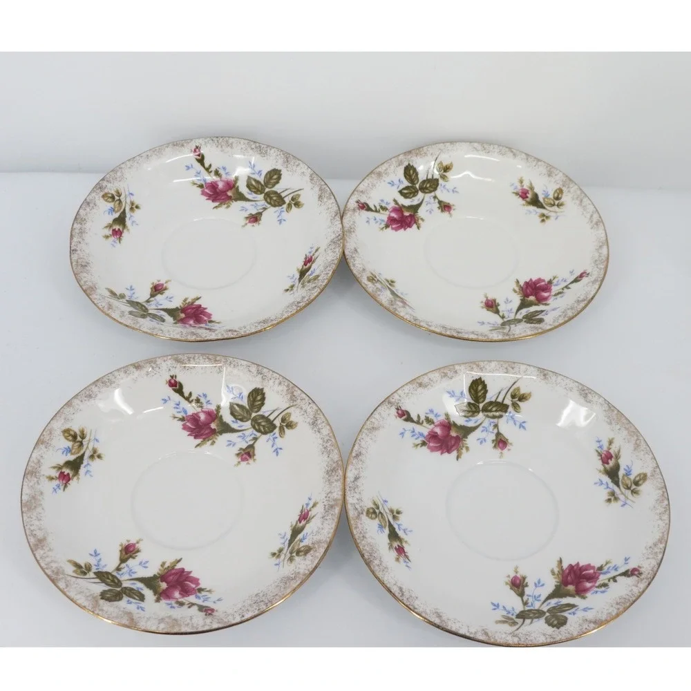 Vintage Chodziez Floral Rose Teacup & Saucer Set Gold Trim Pink Flowers Romantic